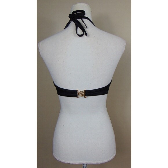 Victorias Secret Black Bikini Top Size 36D Wire Padded Push up Halter Swim 36 D - Picture 5 of 7